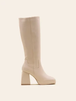 Flash Sale CASSY Elisabeth - Bottes Beiges A Plateforme Et Talon Carre