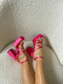 Cheap CASSY Hannah - Sandales Roses Satine A Plateforme Et A Talon Bloc