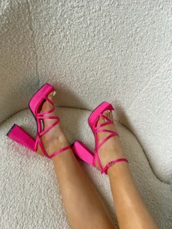 Cheap CASSY Hannah - Sandales Roses Satine A Plateforme Et A Talon Bloc