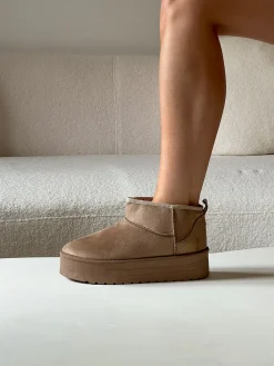 Outlet CASSY Luna - Bottines Courtes En Suedine Kaki A Semelle Plateforme