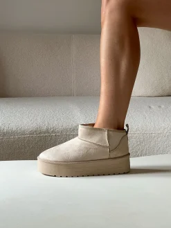 Best CASSY Luna - Bottines Courtes En Suedine Beiges A Semelle Plateforme