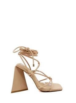 Store CASSY Maddie - Sandales Beiges Nouees Et A Talon Bloc Triangulaire