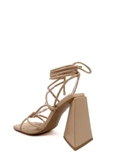Store CASSY Maddie - Sandales Beiges Nouees Et A Talon Bloc Triangulaire