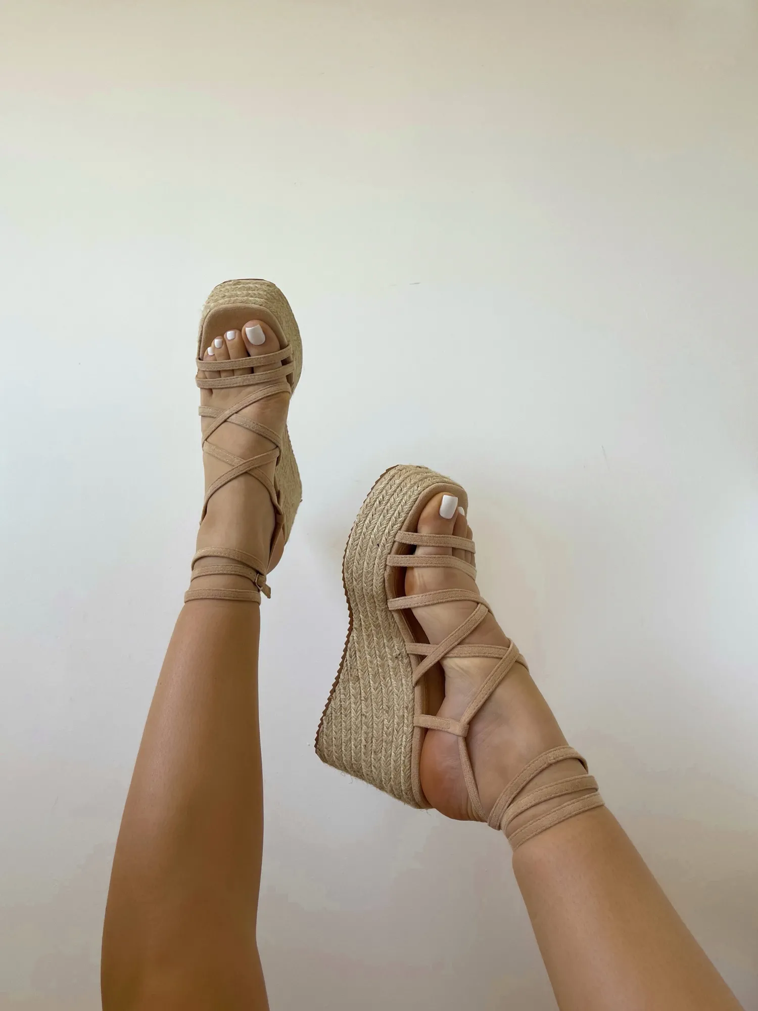 Best CASSY Maya - Espadrilles Beiges Compensees A Brides Entrecroisees