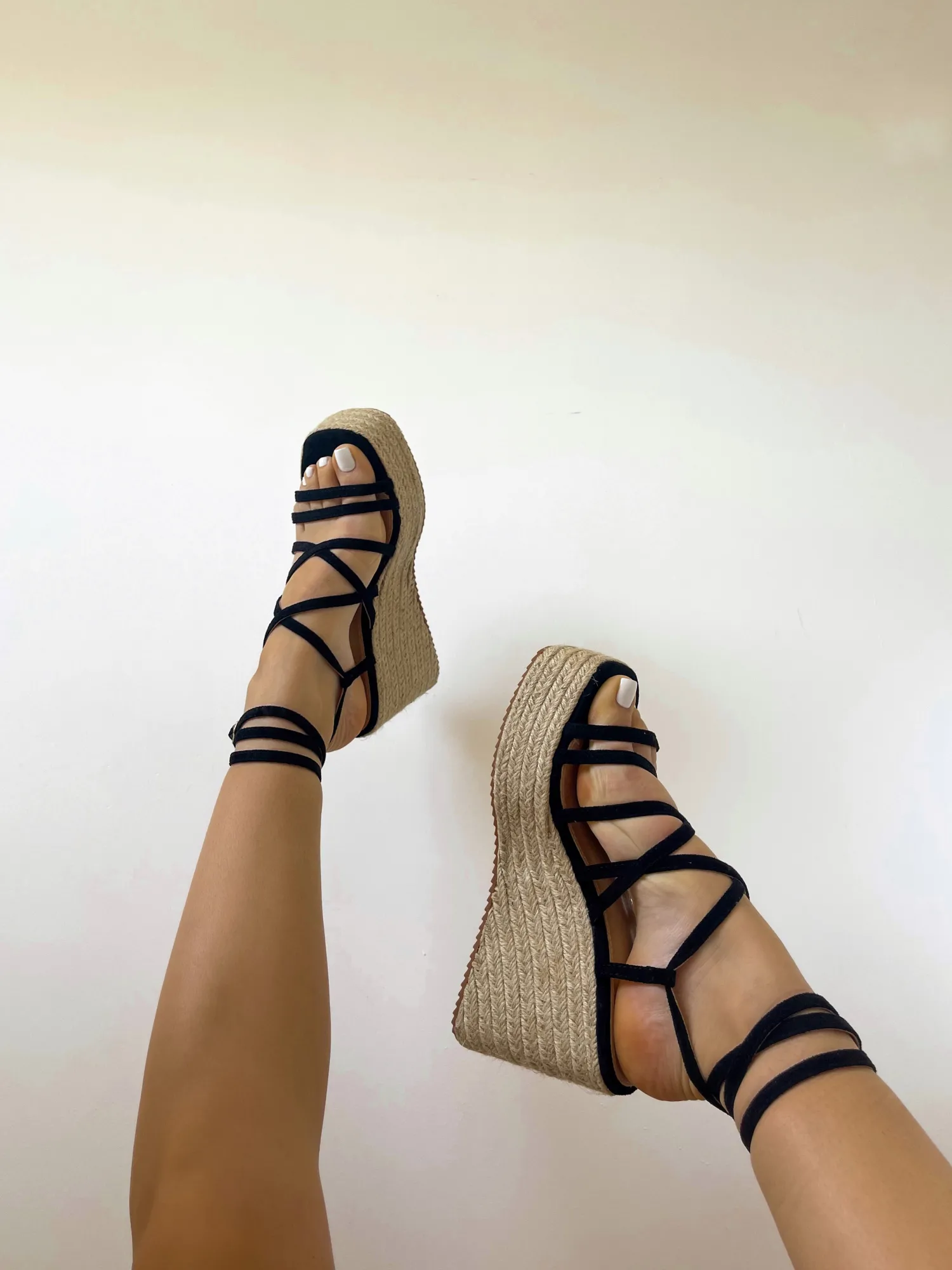 Flash Sale CASSY Maya - Espadrilles Noires Compensees A Brides Entrecroisees