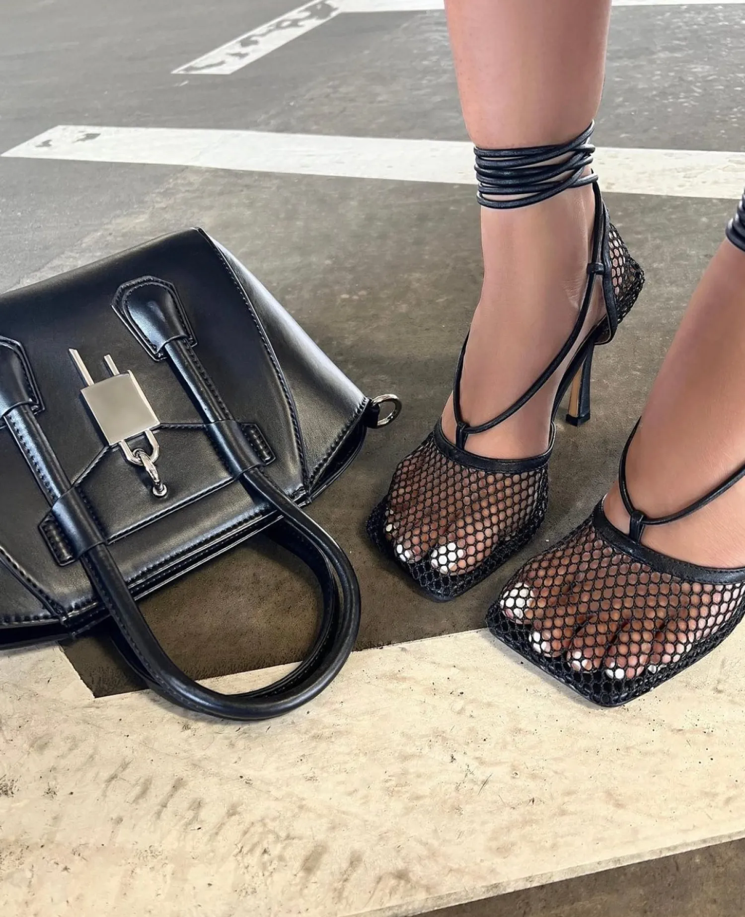 Outlet CASSY Maylee - Sandales En Filet A Talon Et Lanieres A La Cheville