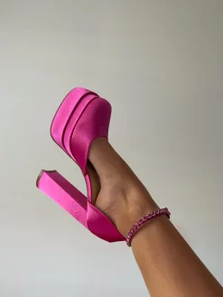 Store CASSY Meredith - Sandales Roses A Plateforme Et Bride De Cheville A Strass