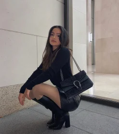 Shop CASSY Mila - Bottes Noires A Bout Carre Detail Argente