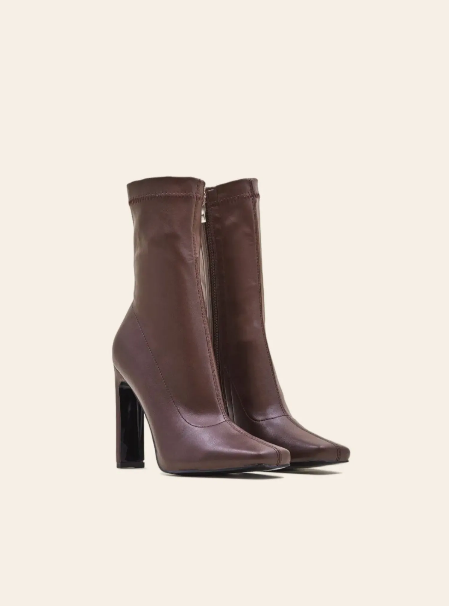 Discount CASSY Monica - Bottines Marrons Moulantes A Talon
