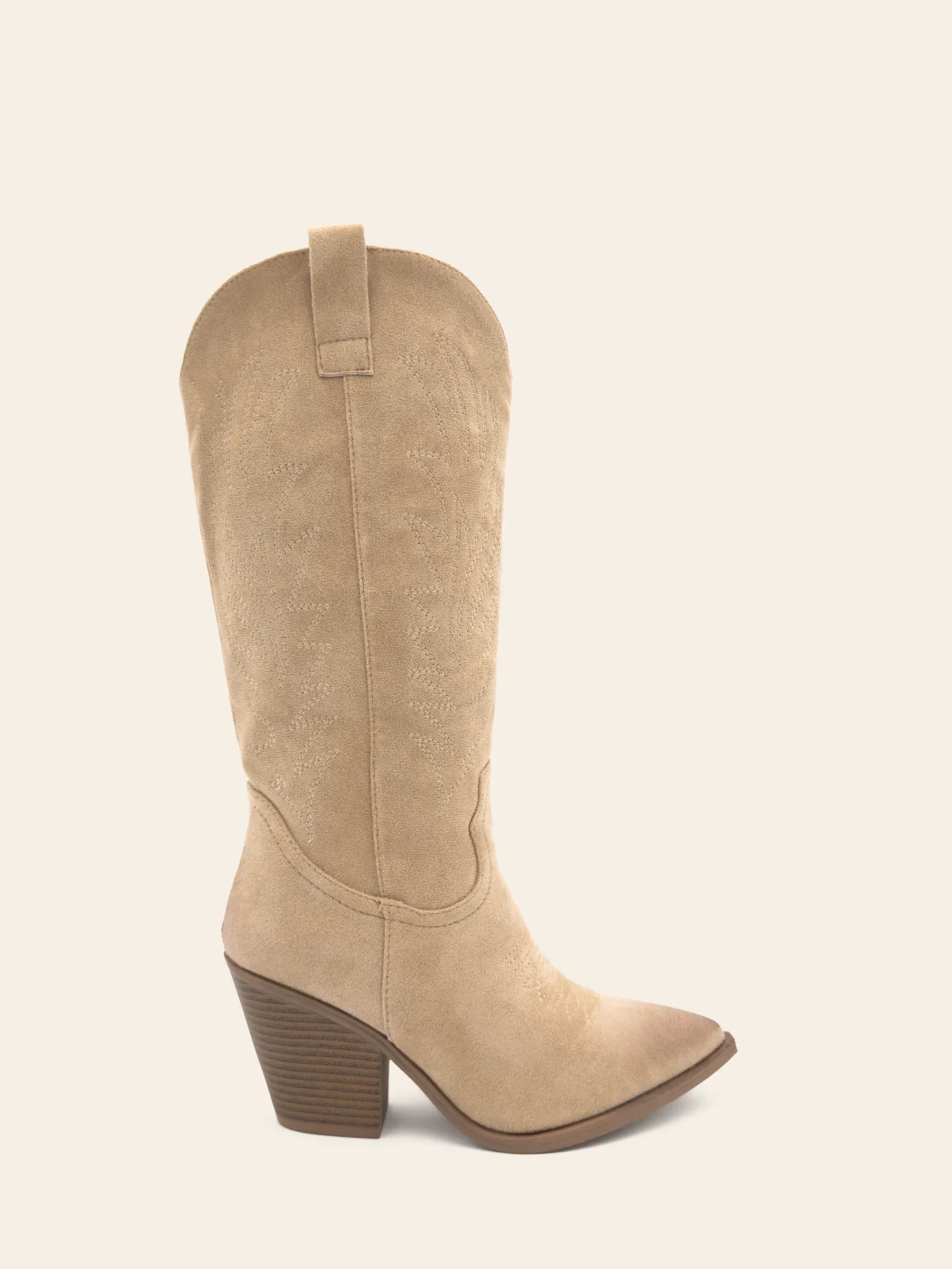 Cheap CASSY Nicole - Bottes Santiags Mi Haute A Talon Et Bout Pointu En Suedine Beige