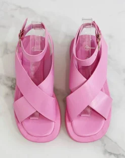 Discount CASSY Nu-Pieds Roses A Larges Lanieres Entrecroisees