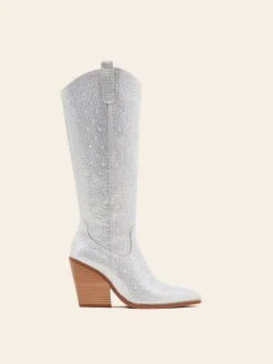 Online CASSY Romy - Bottes Santiags Silver A Talon Et Bout Pointu A Details Strass