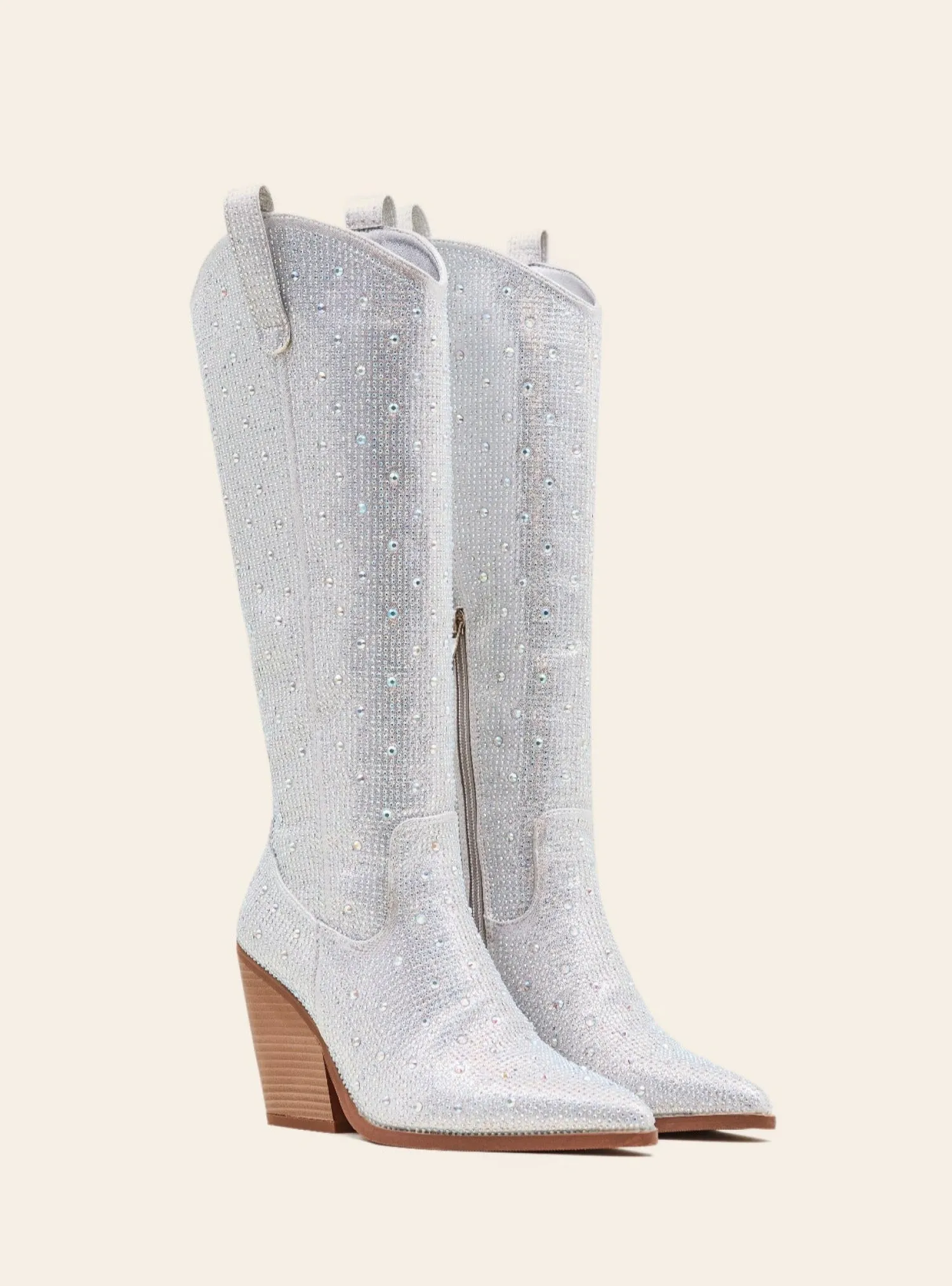 Online CASSY Romy - Bottes Santiags Silver A Talon Et Bout Pointu A Details Strass