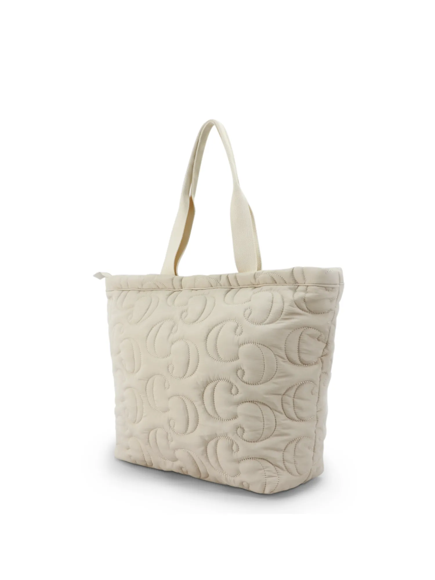Clearance CASSY Sac Cabas Tote Matelasse A Double Initiale Brodee - Creme