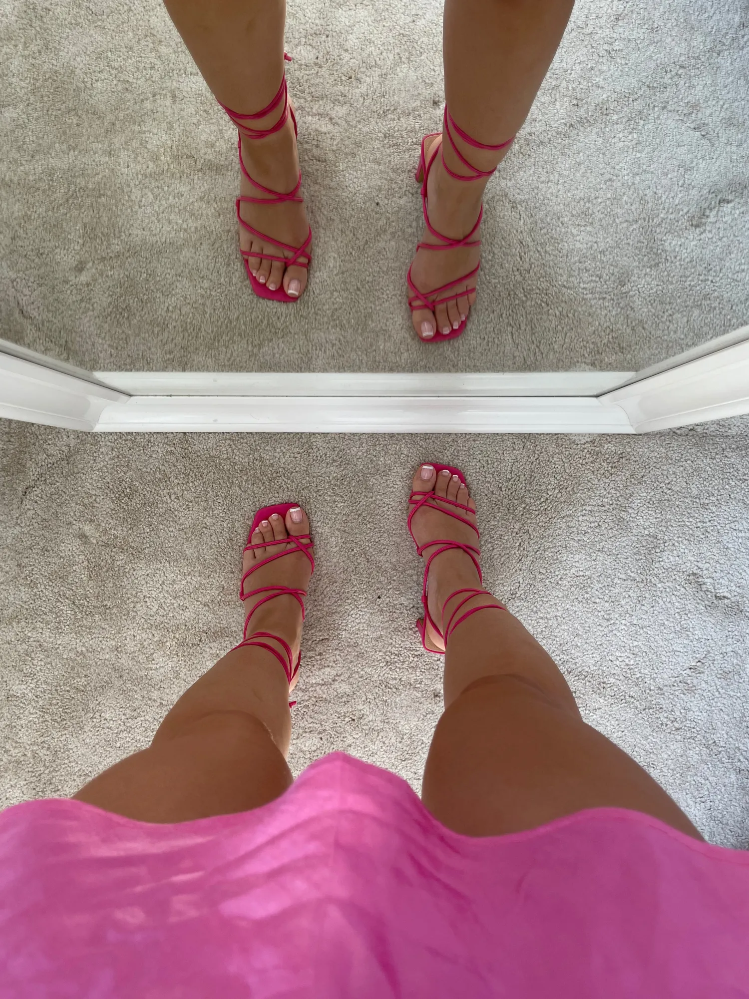 Outlet CASSY Sandales Roses A Brides Et Talon Carre