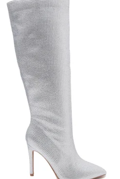 Outlet CASSY Savannah - Bottes Argentees Hauteur Genoux Ornees De Strass