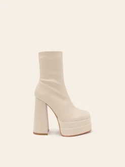 Shop CASSY Stella - Bottines Beiges Montantes A Plateforme En Simili Cuir Souple