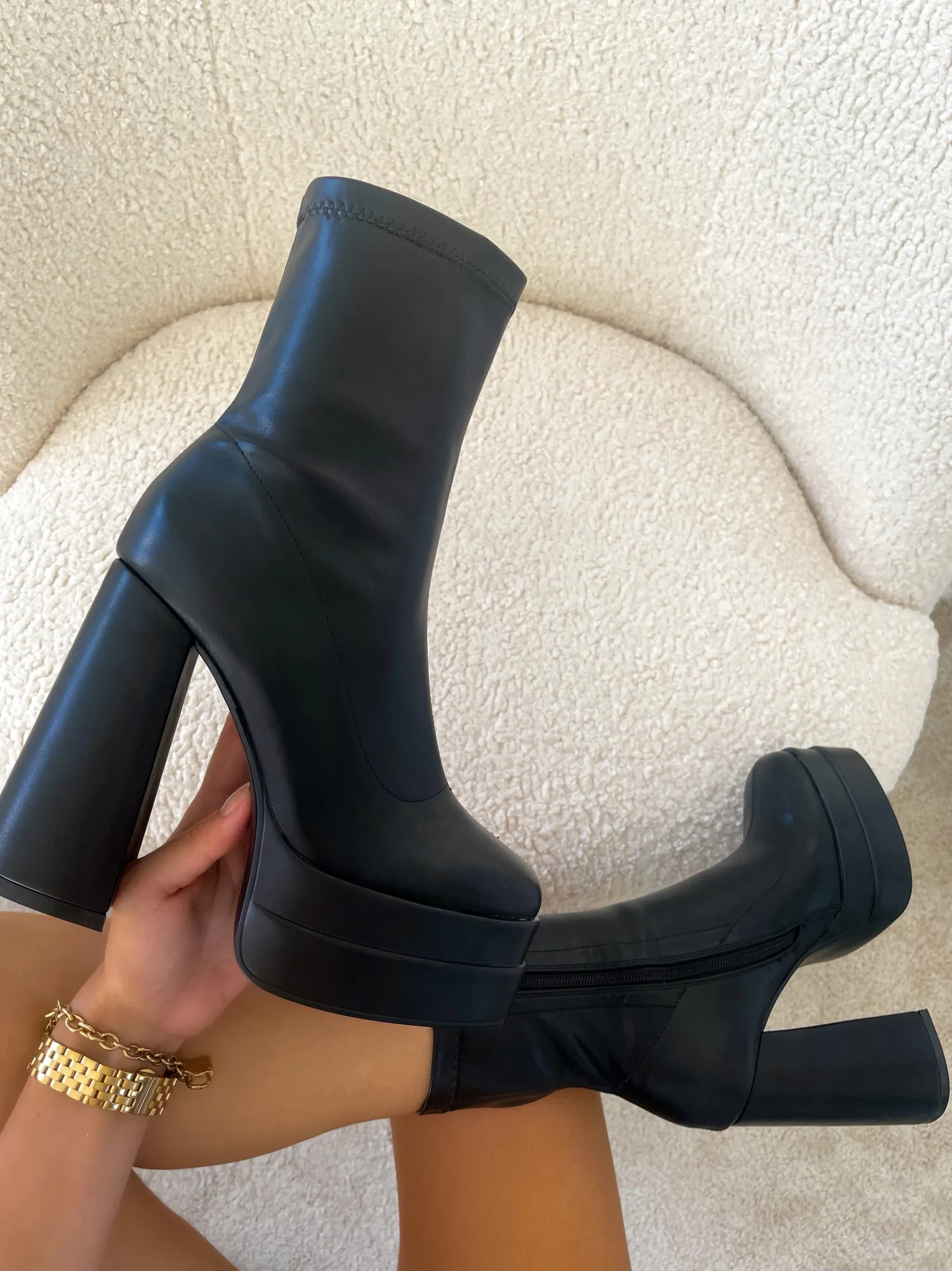 Sale CASSY Stella - Bottines Noires Montantes A Plateforme En Simili Cuir Souple