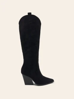 Best Sale CASSY Taylor - Bottes A Talon Et Bout Pointu En Suedine Noir Style Cowboy